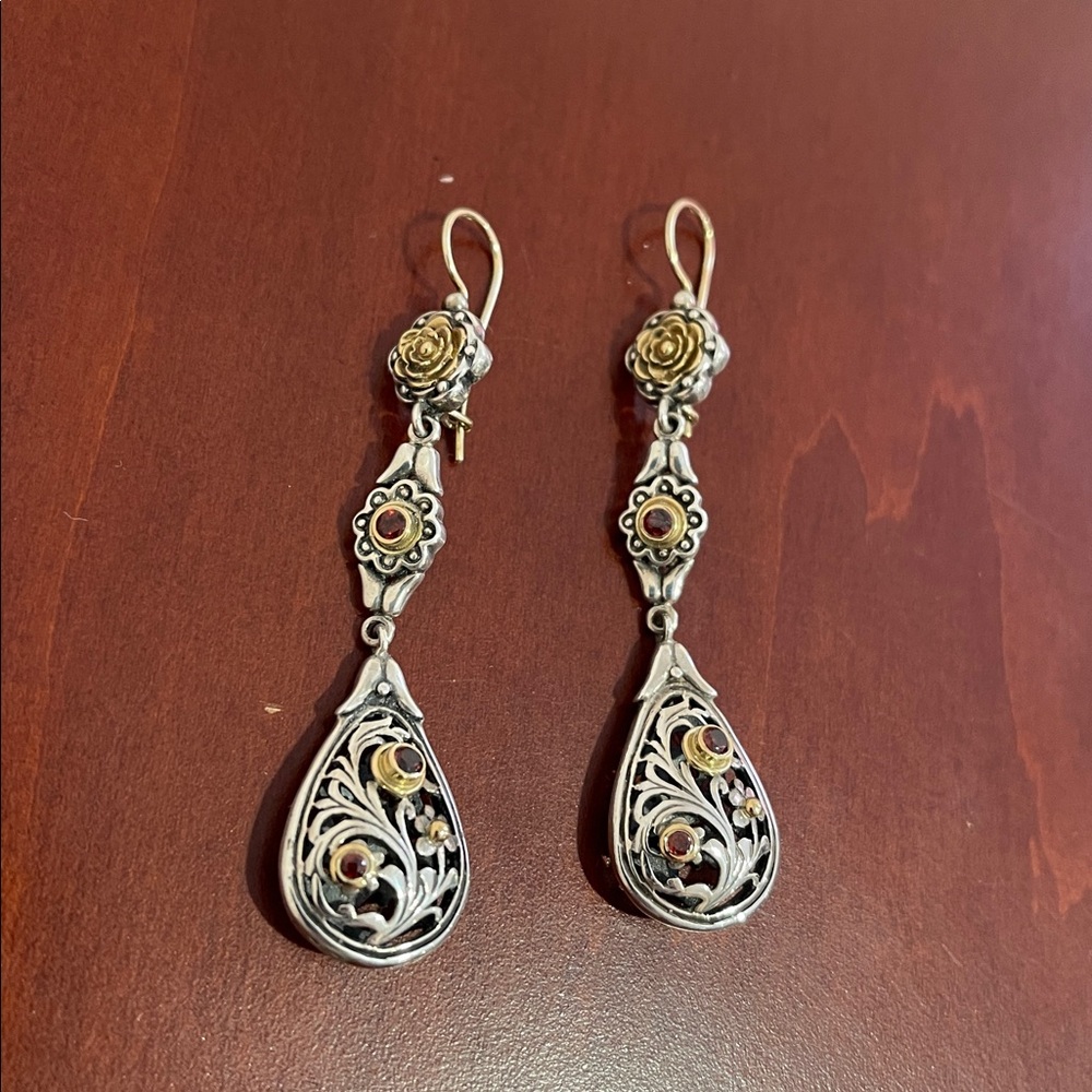 *Price Firm* Konstantino Sterling Silver, Genuine Gold & Garnet Earrings - NWOT